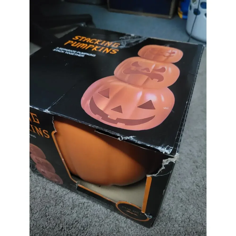 Stacked Pumpkins Orange In Box Excellent